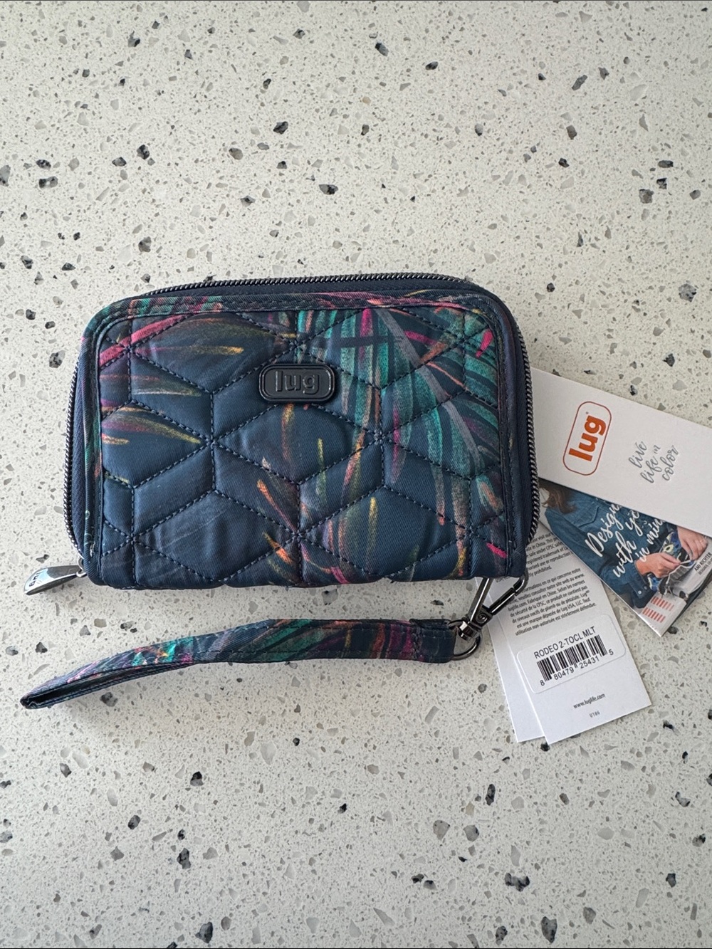 lug Rodeo 2 Tropical Multi Color Quilted RFID Wristlet Wallet Casual NWT
